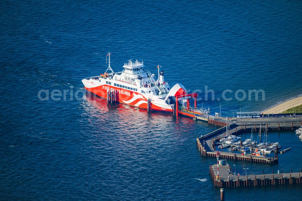 List from above - Ride a ferry ship Limassol in List at the island Sylt in the state Schleswig-Holstein, Germany