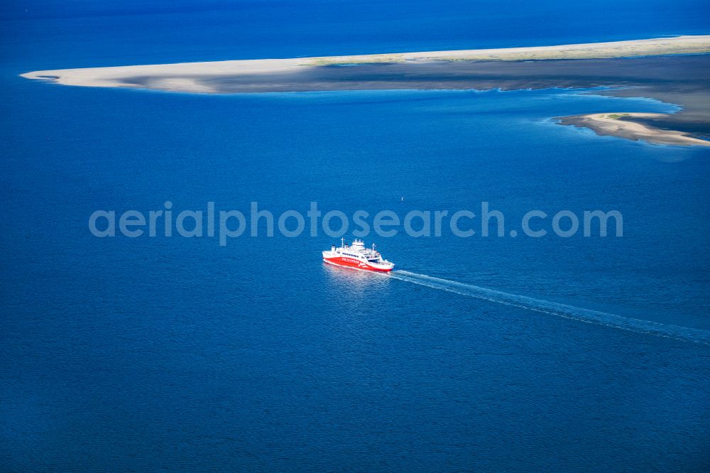 Aerial image List - Ride a ferry ship Limassol in List at the island Sylt in the state Schleswig-Holstein, Germany