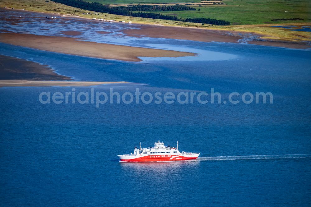 Aerial image List - Ride a ferry ship Limassol in List at the island Sylt in the state Schleswig-Holstein, Germany