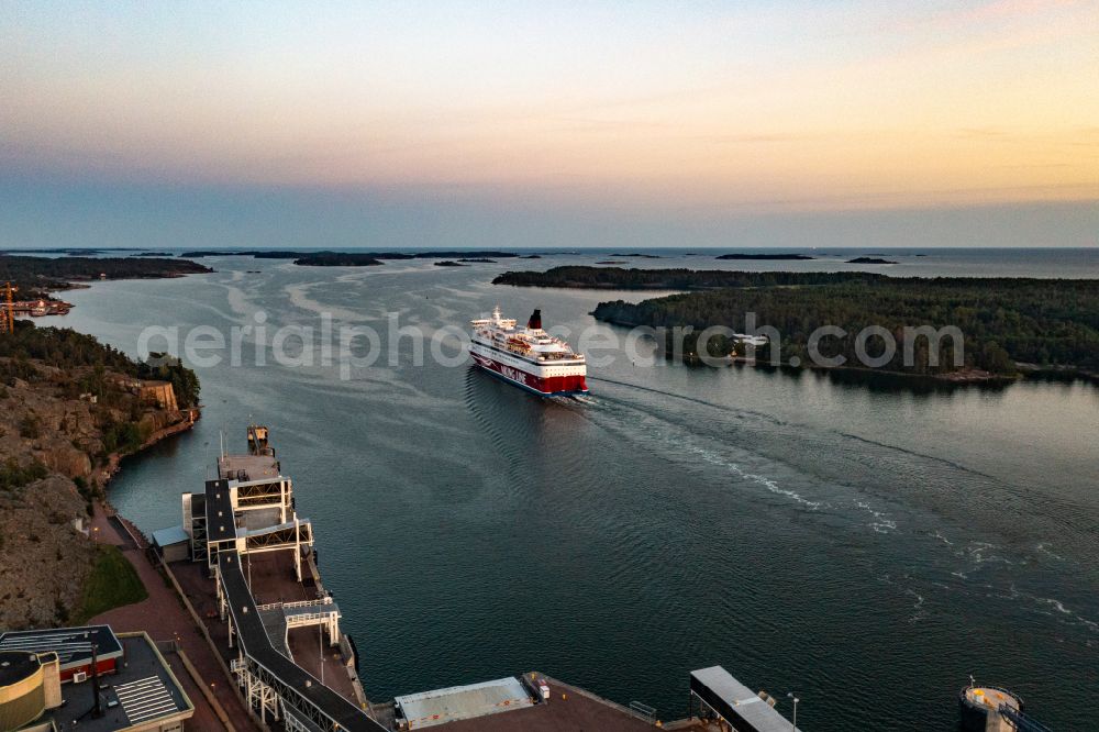 Aerial image Mariehamn - Ride a ferry ship Gabriella in Mariehamn in Mariehamns stad, Aland