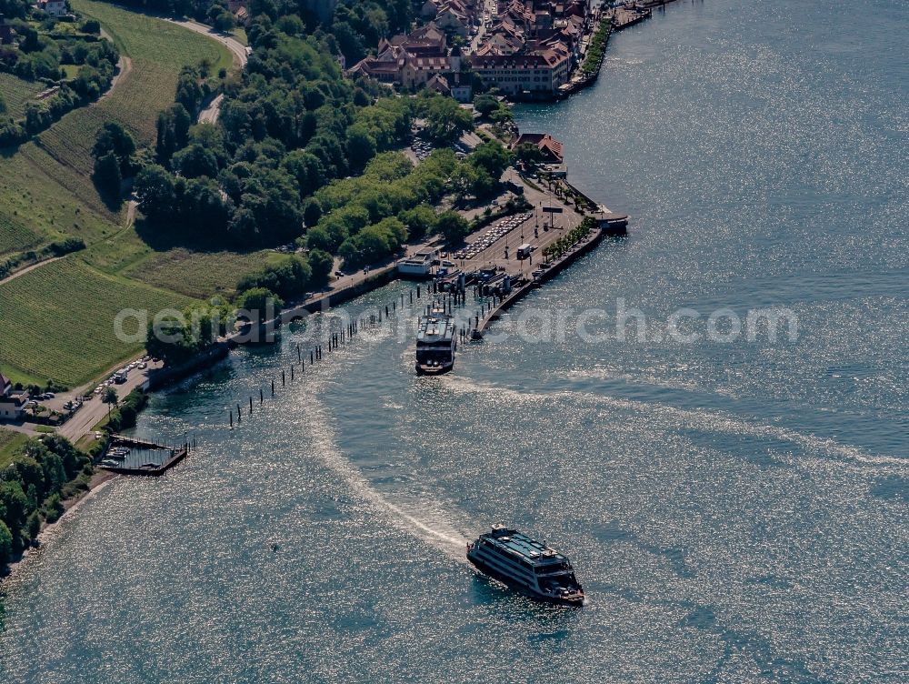 Meersburg from above - Ride a ferry ship Mersburg - Konstanz on Bodensee in Meersburg in the state Baden-Wuerttemberg, Germany