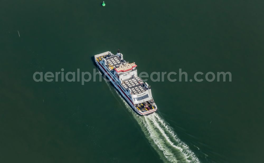 Dagebüll from above - Travel of a ferry ship to Dagebuell in Dagebuell in the state Schleswig-Holstein, Germany