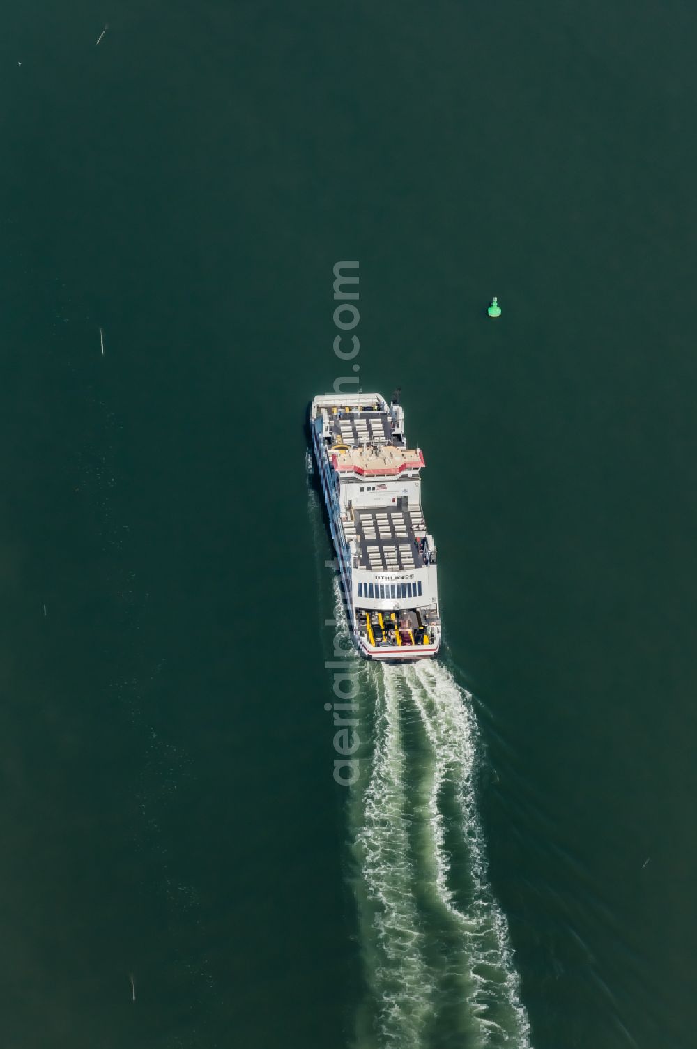 Dagebüll from the bird's eye view: Travel of a ferry ship to Dagebuell in Dagebuell in the state Schleswig-Holstein, Germany