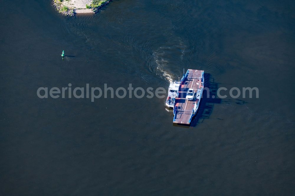 Aerial image Pevestorf - Voyage of the ferry Prignitz in Pevestorf on the Elbe in the state Lower Saxony, Germany