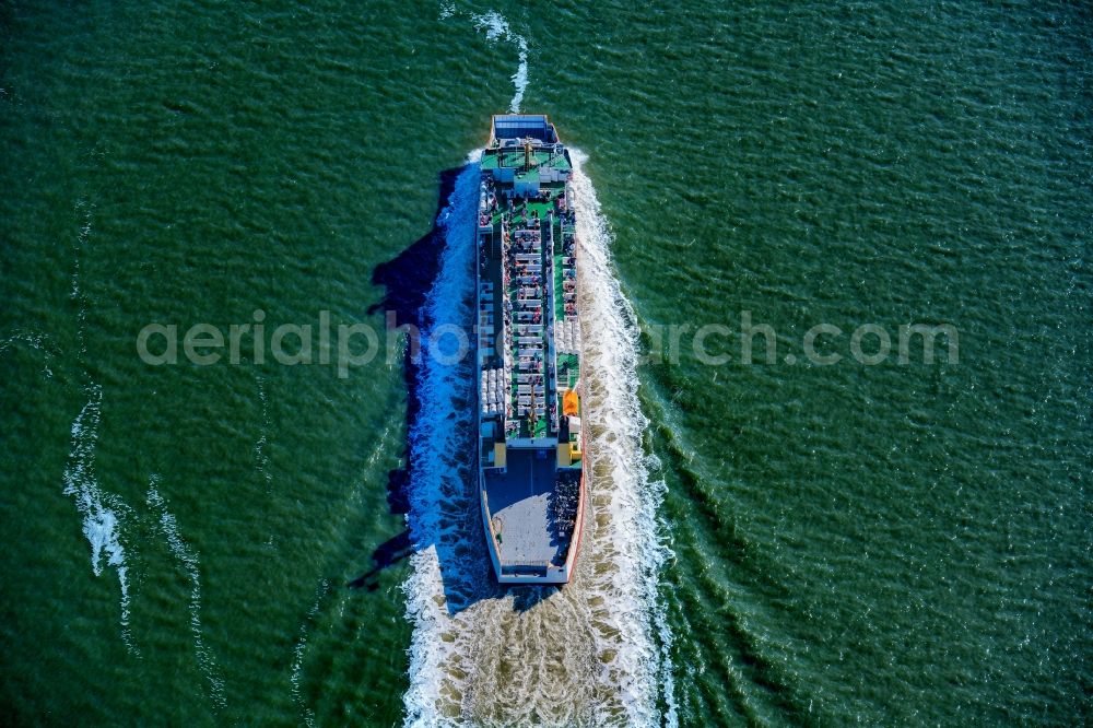 Aerial image Borkum - Fahrt eines Faehr- Schiffes MS Westfalen in Borkum im Bundesland Niedersachsen, Deutschland