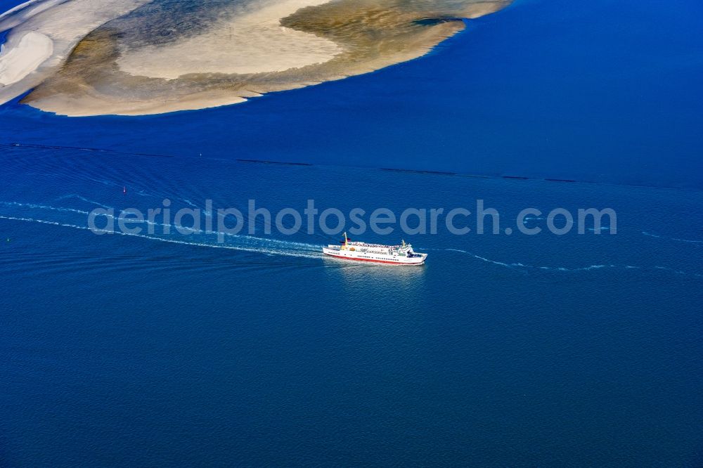 Borkum from above - Fahrt eines Faehr- Schiffes MS Westfalen in Borkum im Bundesland Niedersachsen, Deutschland