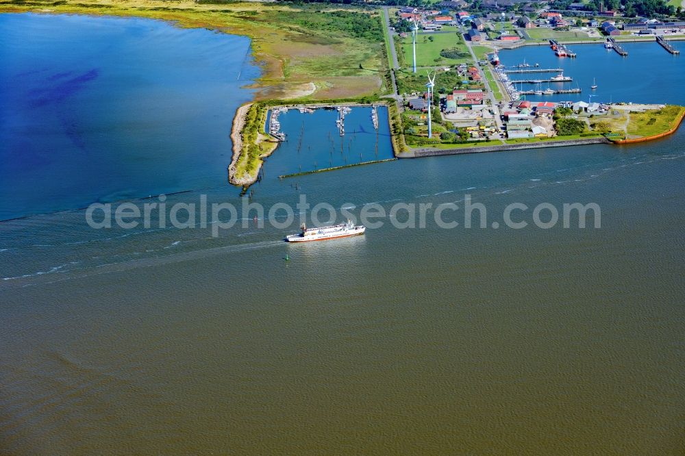 Aerial image Borkum - Fahrt eines Faehr- Schiffes MS Westfalen in Borkum im Bundesland Niedersachsen, Deutschland