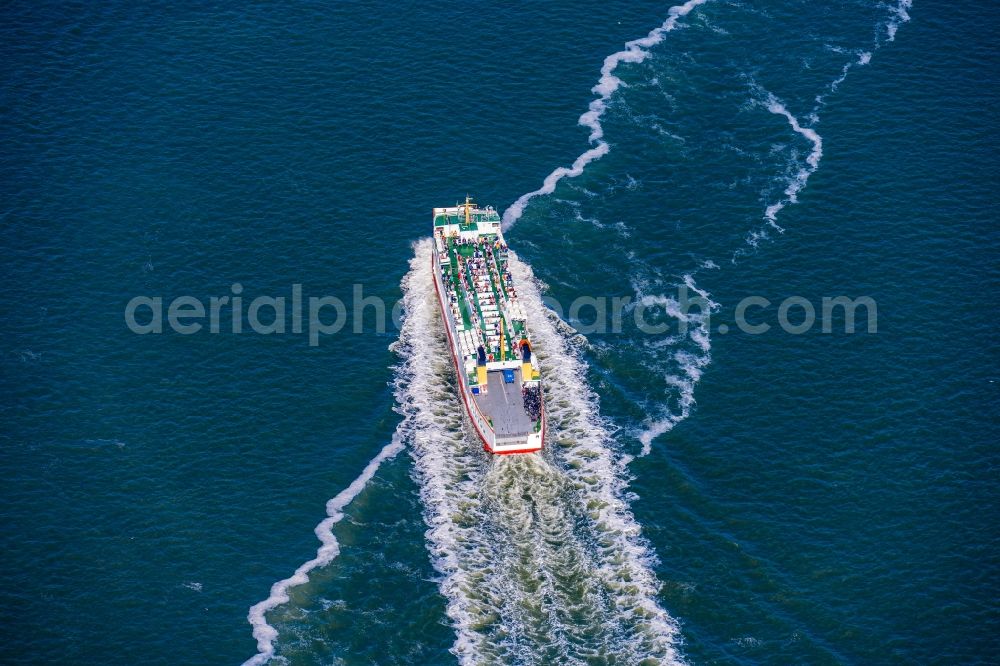 Aerial photograph Borkum - Fahrt eines Faehr- Schiffes MS Westfalen in Borkum im Bundesland Niedersachsen, Deutschland