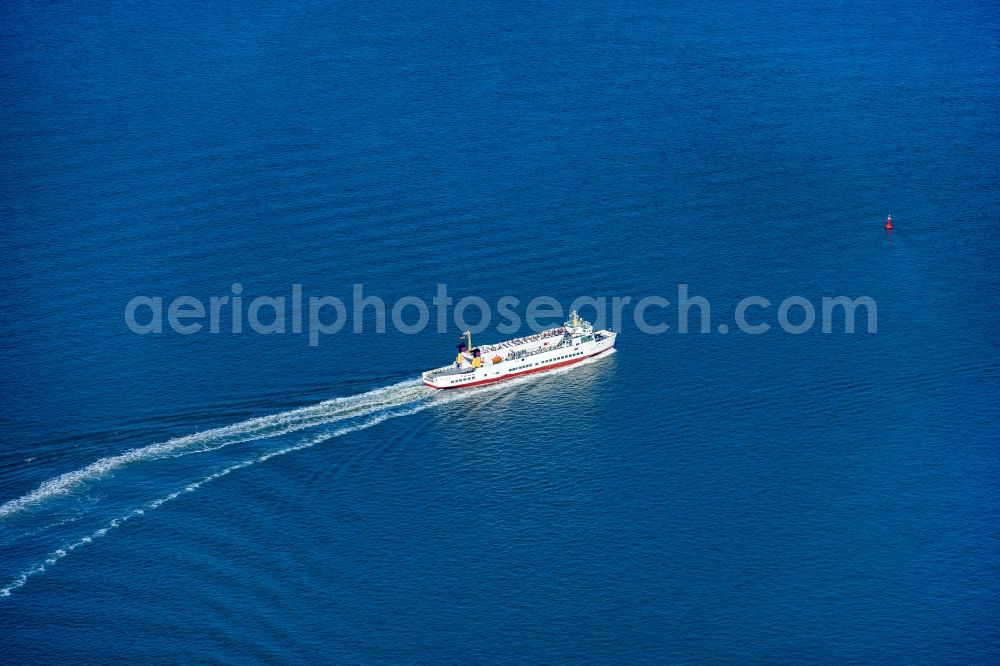 Aerial image Borkum - Fahrt eines Faehr- Schiffes MS Westfalen in Borkum im Bundesland Niedersachsen, Deutschland