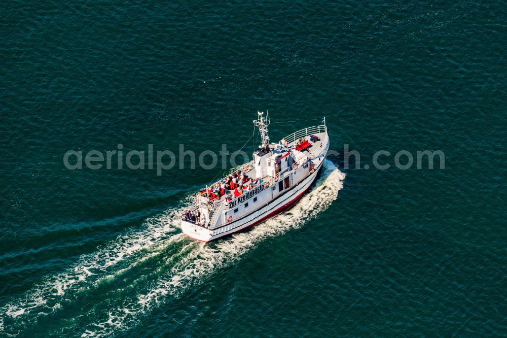 Sassnitz from above - Passenger ship JAN CUX in Sassnitz at the baltic sea coast in the state Mecklenburg - Western Pomerania, Germany