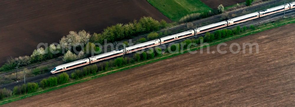 Herbolzheim from above - Ride a train on the track Rheintal ICE in Herbolzheim in the state Baden-Wurttemberg, Germany