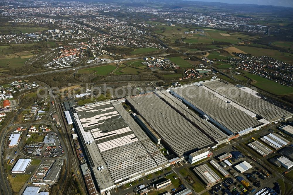 Baunatal from the bird's eye view: Buildings and production halls on the vehicle construction site of VW Aktiengesellschaft AG in Baunatal in the state Hesse, Germany