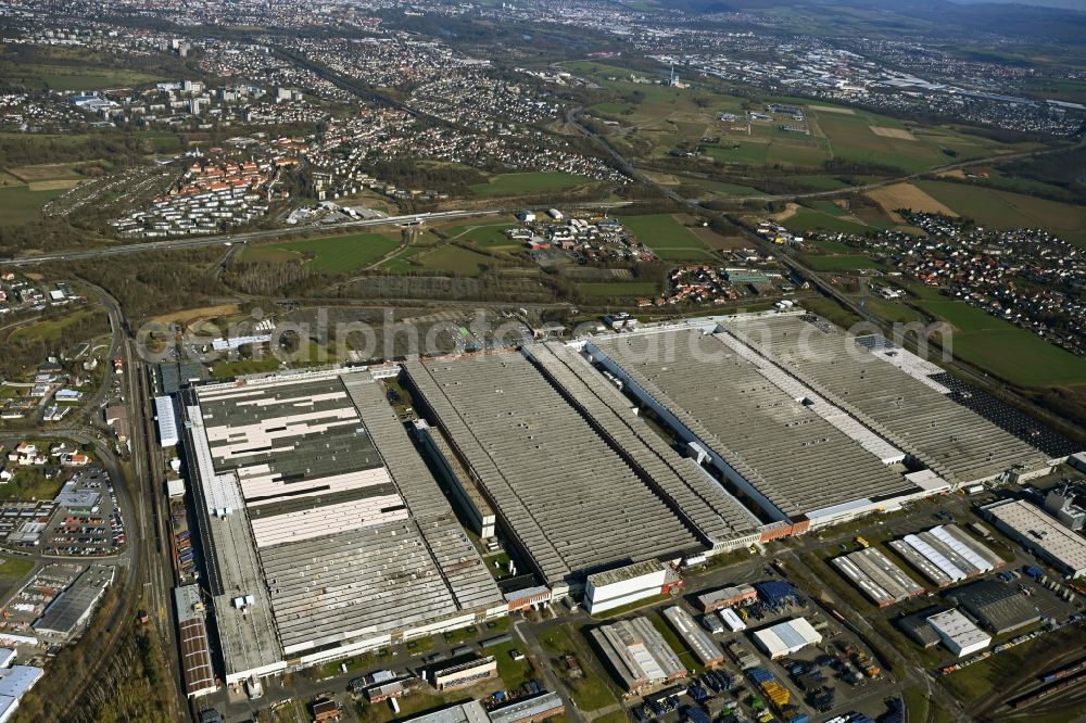 Baunatal from above - Buildings and production halls on the vehicle construction site of VW Aktiengesellschaft AG in Baunatal in the state Hesse, Germany