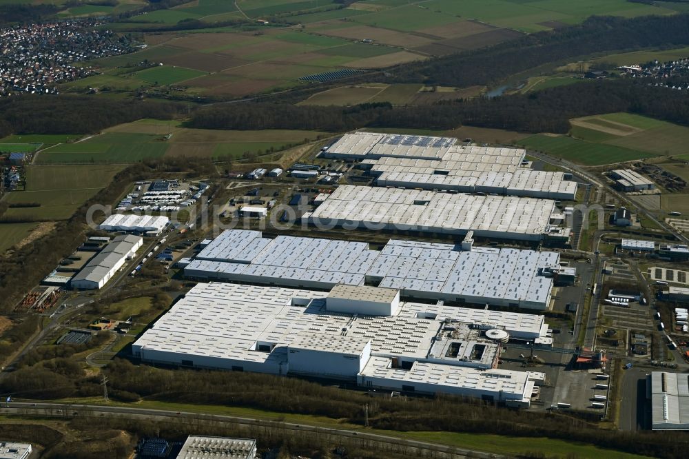 Aerial image Baunatal - Buildings and production halls on the vehicle construction site of VW Aktiengesellschaft AG in Baunatal in the state Hesse, Germany