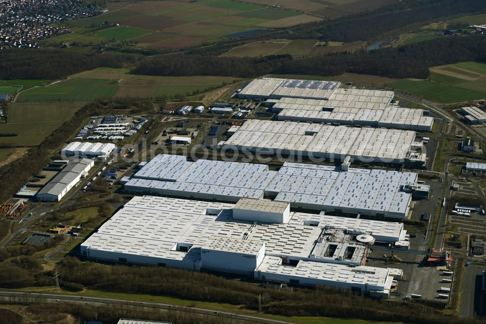 Aerial photograph Baunatal - Buildings and production halls on the vehicle construction site of VW Aktiengesellschaft AG in Baunatal in the state Hesse, Germany