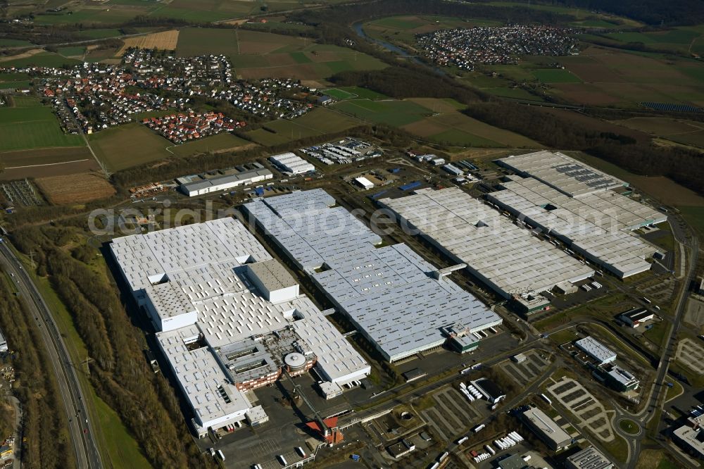 Baunatal from the bird's eye view: Buildings and production halls on the vehicle construction site of VW Aktiengesellschaft AG in Baunatal in the state Hesse, Germany