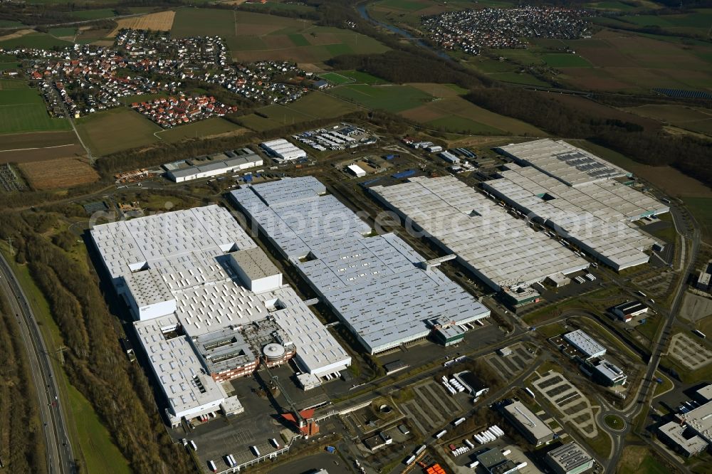 Aerial image Baunatal - Buildings and production halls on the vehicle construction site of VW Aktiengesellschaft AG in Baunatal in the state Hesse, Germany