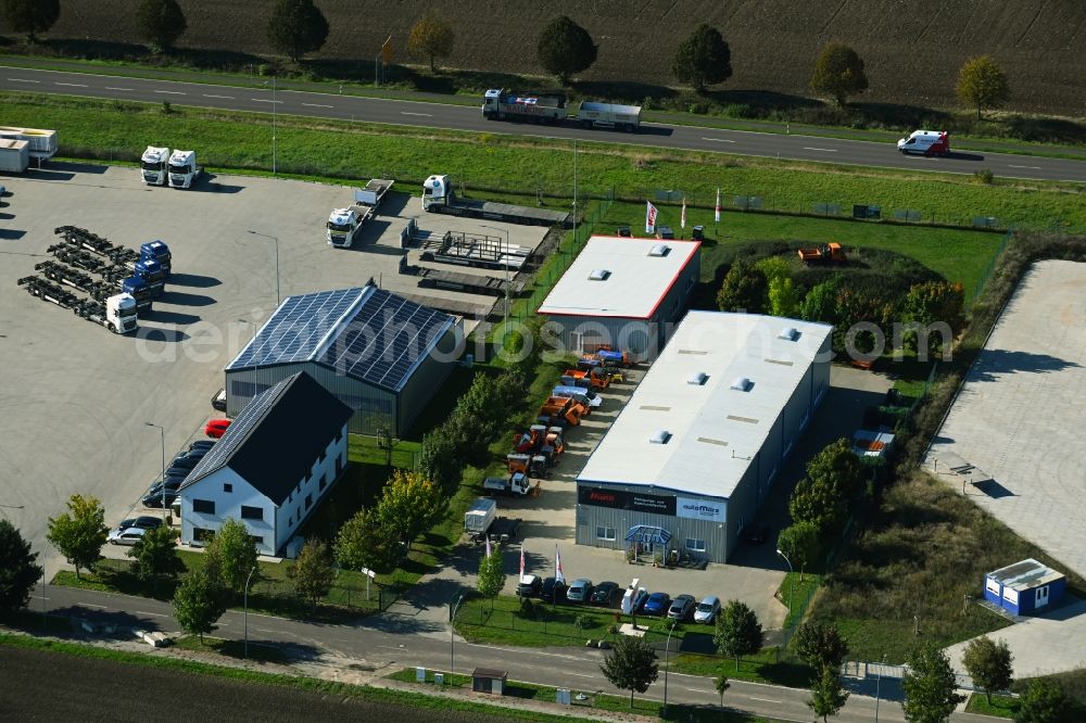 Ebendorf from above - Buildings and production halls on the vehicle construction site of Auto Maerz Fahrzeugtechnik u. Anlagen GmbH on street Curt-Schroeter-Strasse in Ebendorf in the state Saxony-Anhalt, Germany