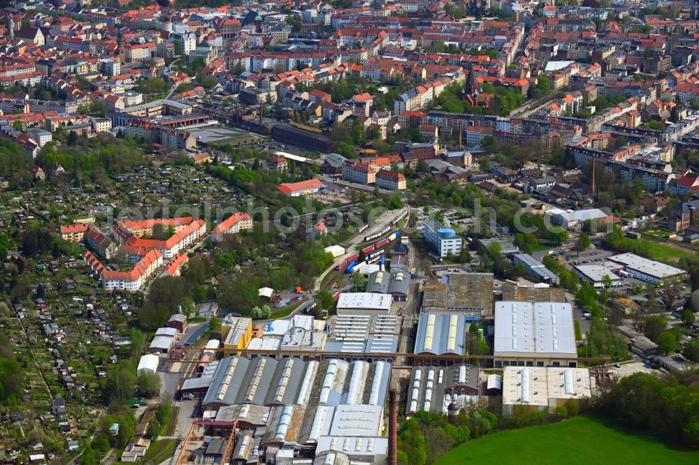 Görlitz from the bird's eye view: Buildings and production halls on the train vehicle construction site Bombardier Transportation GmbH in Goerlitz in the state Saxony, Germany