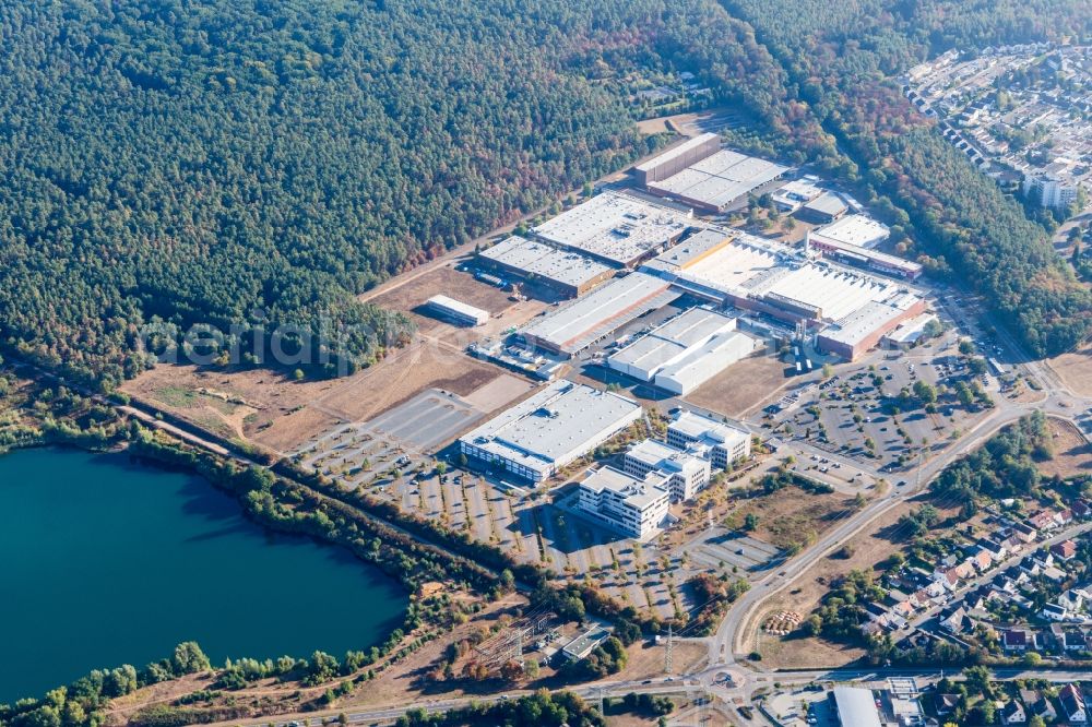 Babenhausen from the bird's eye view: Buildings and production halls on the vehicle construction site Continental Automotive GmbH in Babenhausen in the state Hesse, Germany