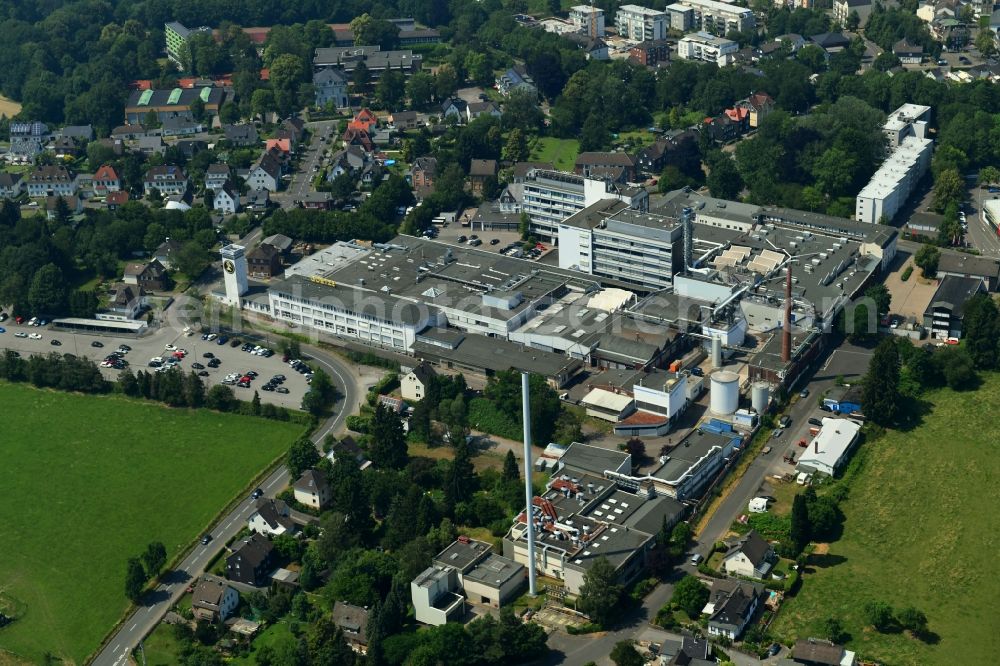 Burscheid from above - Buildings and production halls on the vehicle construction site GOETZE - FEDERAL MOGUL on Geilenbacher Strasse - Weg in Burscheid in the state North Rhine-Westphalia, Germany