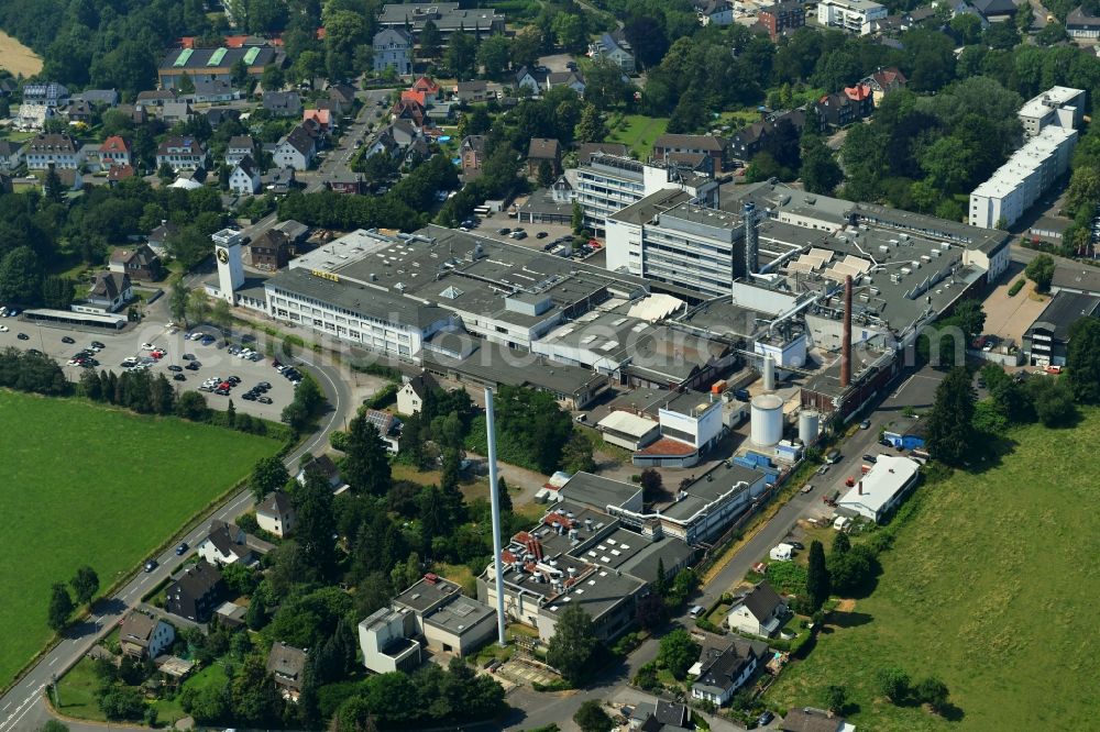 Burscheid from the bird's eye view: Buildings and production halls on the vehicle construction site GOETZE - FEDERAL MOGUL on Geilenbacher Strasse - Weg in Burscheid in the state North Rhine-Westphalia, Germany