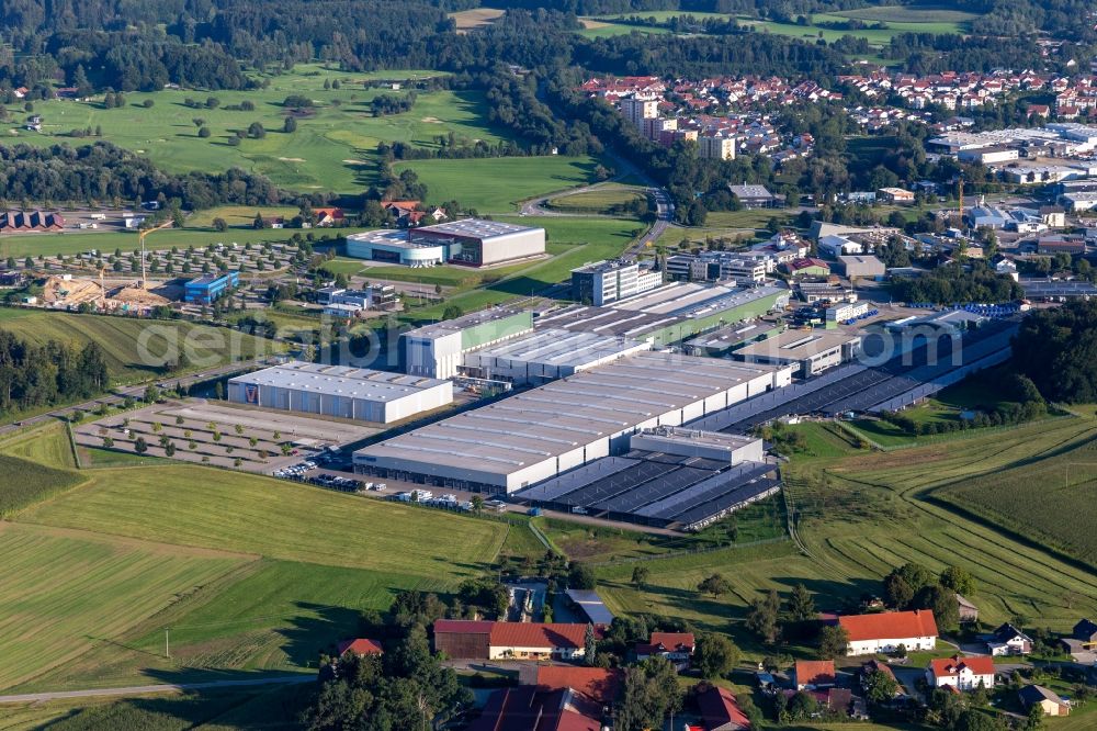 Aerial image Bad Waldsee - Buildings and production halls on the vehicle construction site of Hymer Reisemobile GmbH in Bad Waldsee in the state Baden-Wuerttemberg, Germany