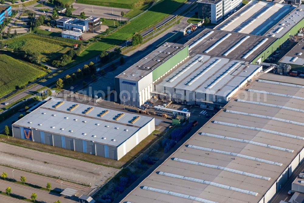 Aerial image Bad Waldsee - Buildings and production halls on the vehicle construction site of Hymer Reisemobile GmbH in Bad Waldsee in the state Baden-Wuerttemberg, Germany