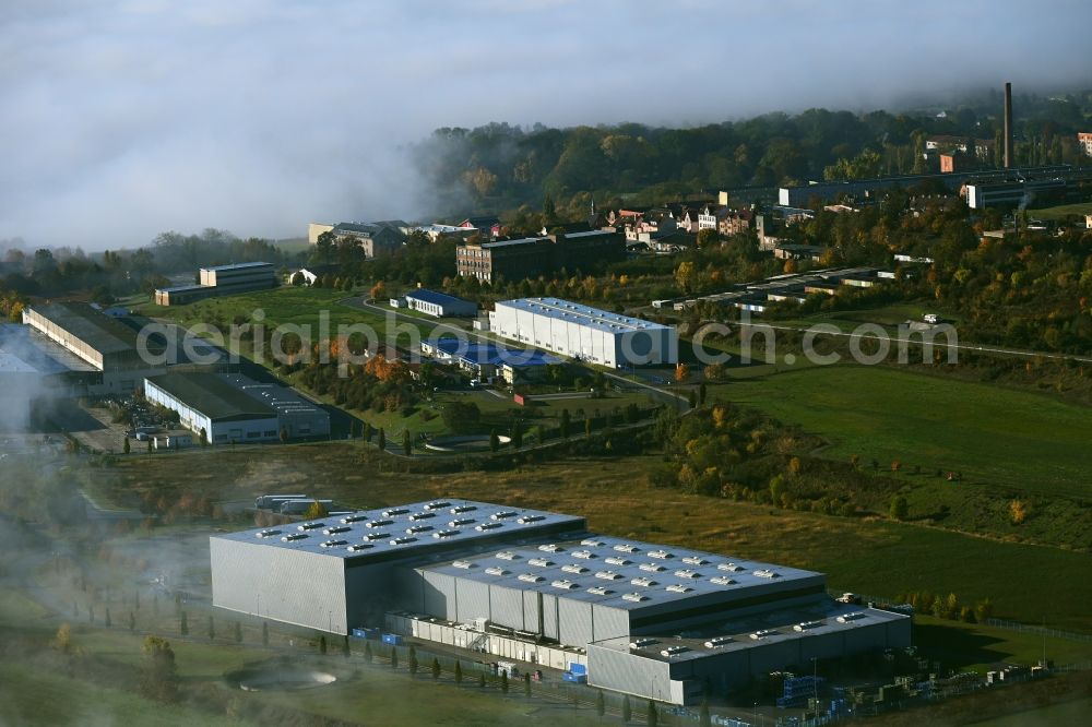 Artern/Unstrut from the bird's eye view: Buildings and production halls on the vehicle construction site of Snop Automotive Artern GmbH on street Paul-Reuss-Strasse in Artern/Unstrut in the state Thuringia, Germany