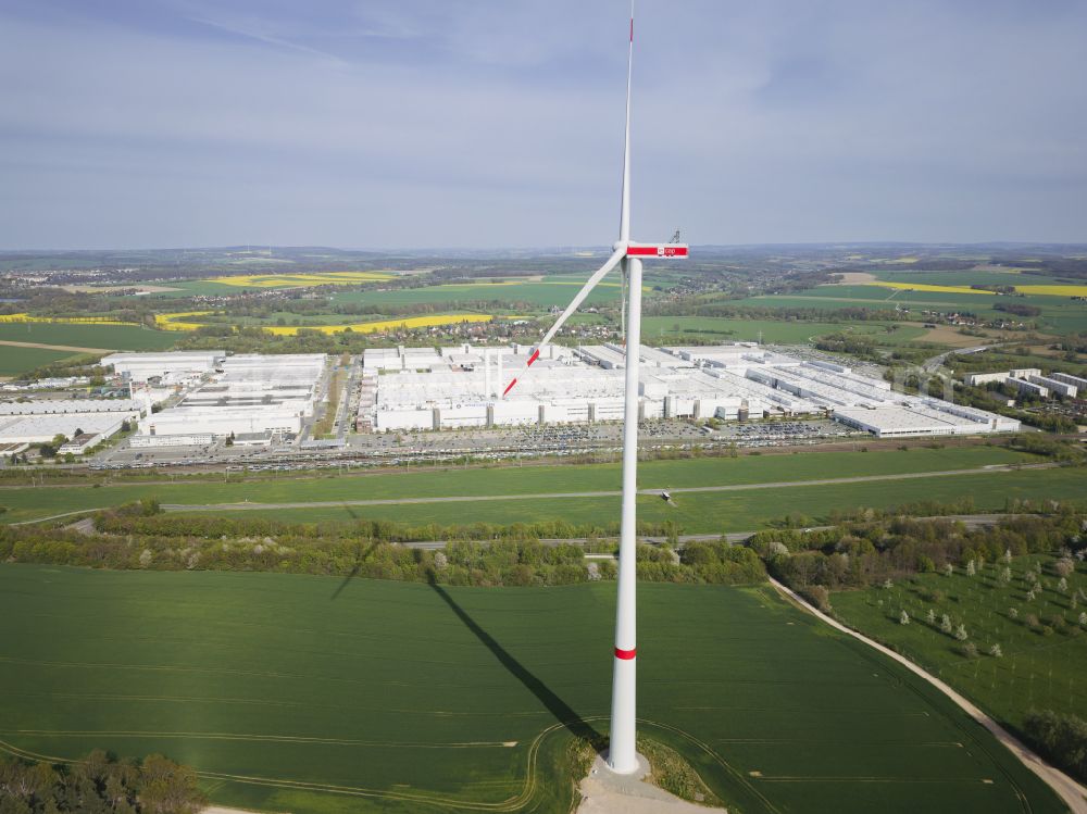 Zwickau from the bird's eye view: Buildings and production halls on the vehicle construction site of VW Volkawagen AG in the district Mosel in Zwickau in the state Saxony, Germany