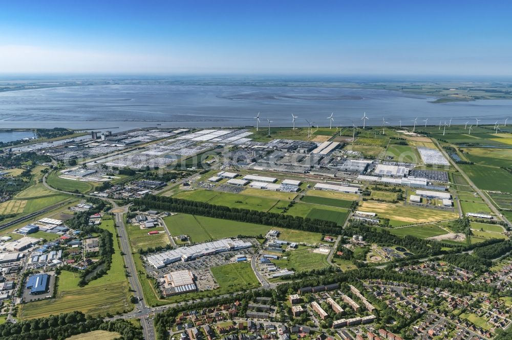 Aerial image Emden - Buildings and production halls on the vehicle construction site of Volkswagen AG in Emden in the state Lower Saxony, Germany