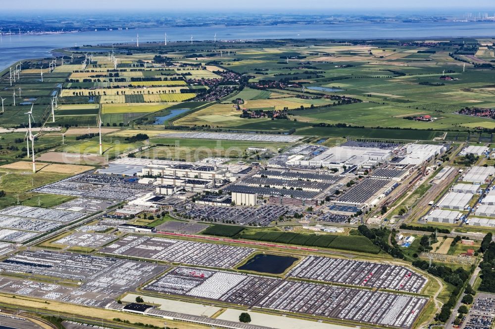 Aerial image Emden - Buildings and production halls on the vehicle construction site of Volkswagen AG in Emden in the state Lower Saxony, Germany