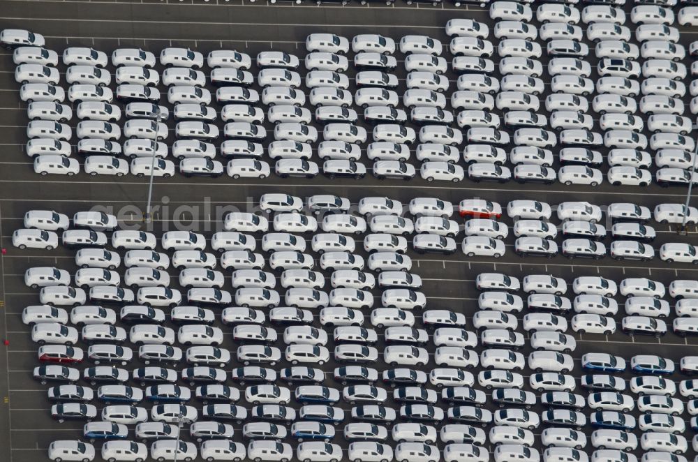 Emden from above - Buildings and production halls on the vehicle construction site of Volkswagen AG in Emden in the state Lower Saxony, Germany