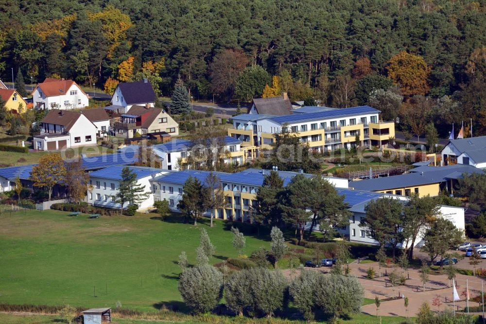 Trassenheide from the bird's eye view: View of the family wellness hotel Seeklause in Trassenheide on Usedom in the state Mecklenburg-Vorpommern. The hotel offers in addition to numerous leisure activities such as Volleyball, bicycle hire and table tennis, wellness with saunas and massages