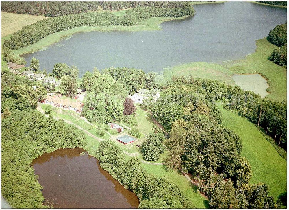 Aerial photograph Kratzeburg - 20.07.2004 Familienferienstätte Dambecker Park im Nationalpark Müritz AWO Sano gemeinnützige GmbH Susanne Müller-Bohley Leiterin der Familienferienstätte S.Mueller-Bohley@awosano.de