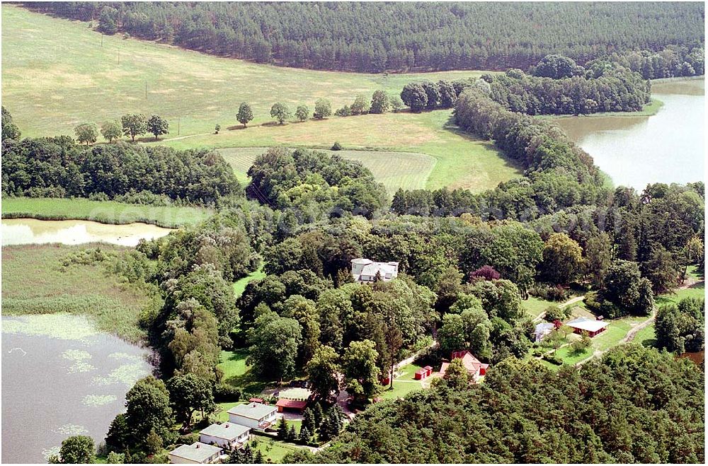 Aerial image Kratzeburg - 20.07.2004 Familienferienstätte Dambecker Park im Nationalpark Müritz AWO Sano gemeinnützige GmbH Susanne Müller-Bohley Leiterin der Familienferienstätte S.Mueller-Bohley@awosano.de