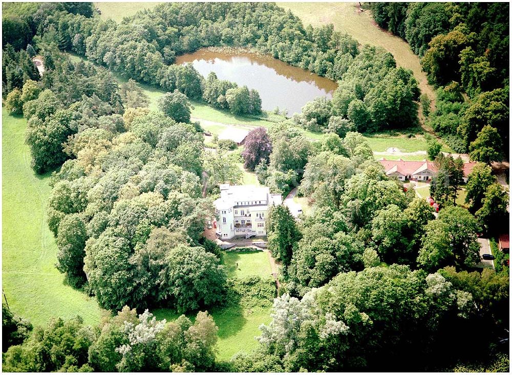 Aerial photograph Kratzeburg - 20.07.2004 Familienferienstätte Dambecker Park im Nationalpark Müritz AWO Sano gemeinnützige GmbH Susanne Müller-Bohley Leiterin der Familienferienstätte S.Mueller-Bohley@awosano.de