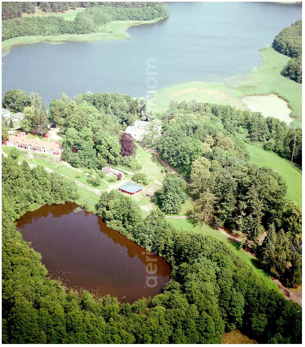 Aerial image Kratzeburg - 20.07.2004 Familienferienstätte Dambecker Park im Nationalpark Müritz AWO Sano gemeinnützige GmbH Susanne Müller-Bohley Leiterin der Familienferienstätte S.Mueller-Bohley@awosano.de