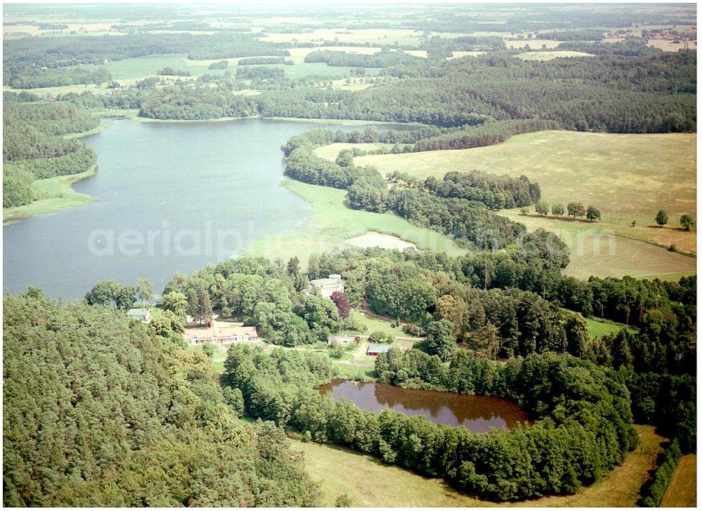 Aerial image Kratzeburg - 20.07.2004 Familienferienstätte Dambecker Park im Nationalpark Müritz AWO Sano gemeinnützige GmbH Susanne Müller-Bohley Leiterin der Familienferienstätte S.Mueller-Bohley@awosano.de