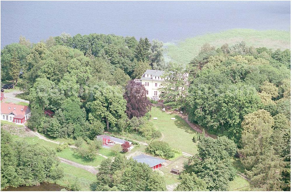 Aerial image Kratzeburg - 20.07.2004 Familienferienstätte Dambecker Park im Nationalpark Müritz AWO Sano gemeinnützige GmbH Susanne Müller-Bohley Leiterin der Familienferienstätte S.Mueller-Bohley@awosano.de