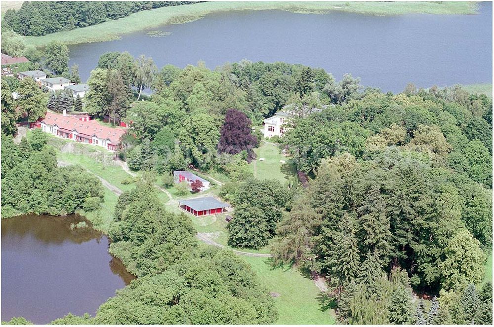 Aerial image Kratzeburg - 20.07.2004 Familienferienstätte Dambecker Park im Nationalpark Müritz AWO Sano gemeinnützige GmbH Susanne Müller-Bohley Leiterin der Familienferienstätte S.Mueller-Bohley@awosano.de