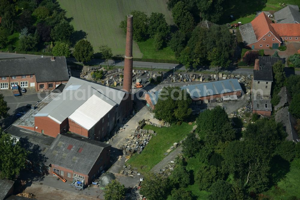 Fürstenau from the bird's eye view: View on the family business Natursteine Heinz Stall in Poggenort in the state Lower Saxony