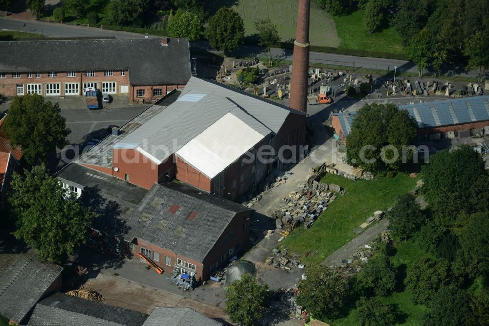 Aerial image Fürstenau - View on the family business Natursteine Heinz Stall in Poggenort in the state Lower Saxony