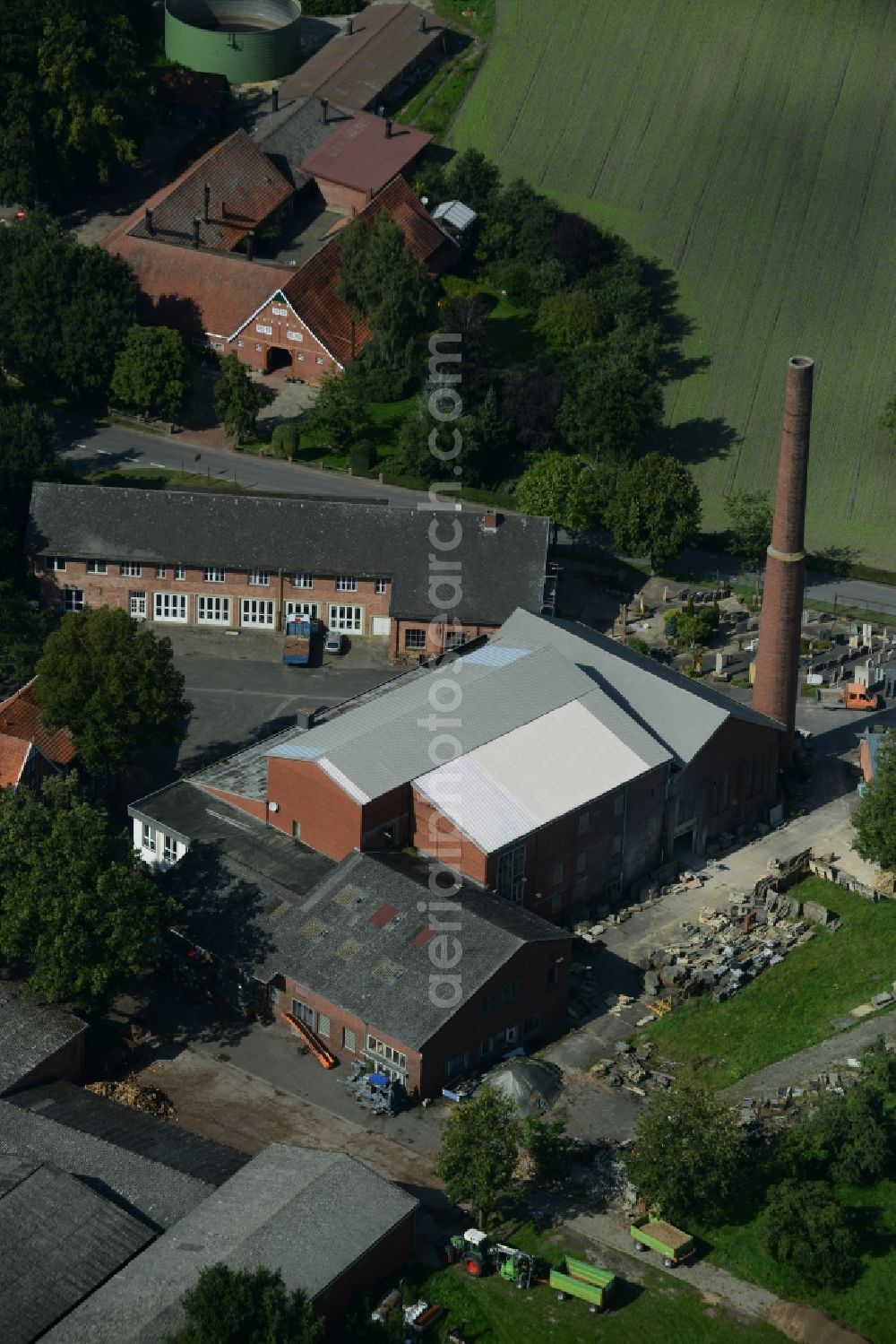 Aerial photograph Fürstenau - View on the family business Natursteine Heinz Stall in Poggenort in the state Lower Saxony