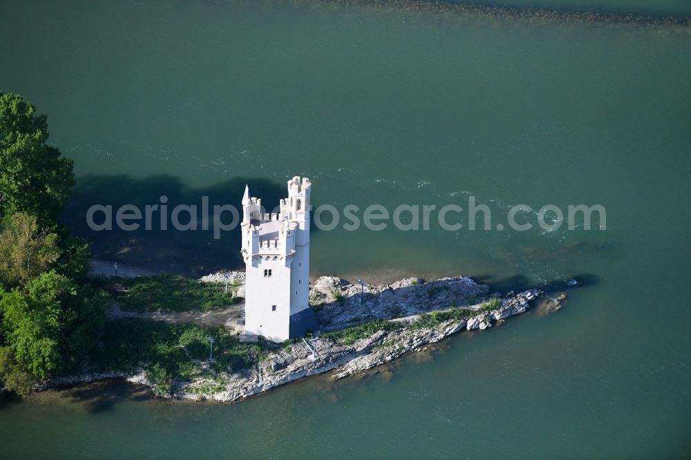 Aerial photograph Bingen am Rhein - Facade of the monument Bingener Mouse Tower in the district Bingerbrueck in Bingen am Rhein in the state Rhineland-Palatinate, Germany