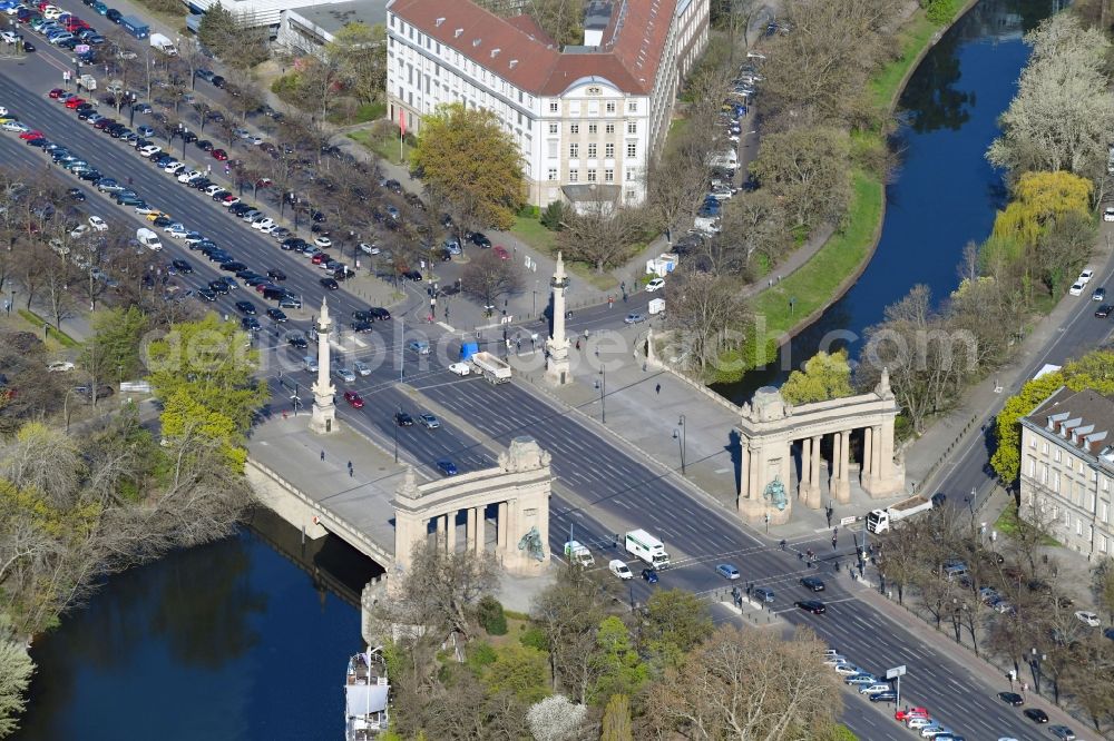 Berlin from the bird's eye view: Facade of the monument Charlottenburger Tor on Salzufer in the district Charlottenburg in Berlin, Germany