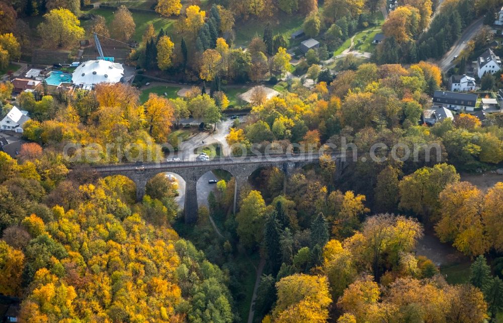 Aerial image Velbert - Facade of the monument Eulenbachbruecke, also called Eulenbachviadukt in Velbert in the state North Rhine-Westphalia