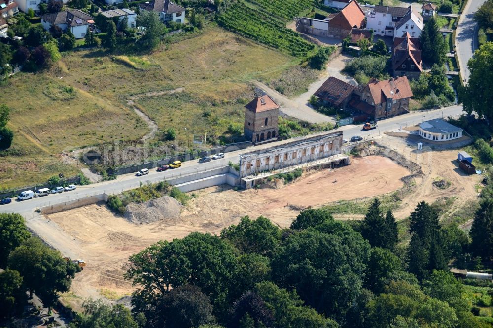 Aerial photograph Bensheim - Facade of the monument Euler facade of the former paper mill in Bensheim in the state Hesse