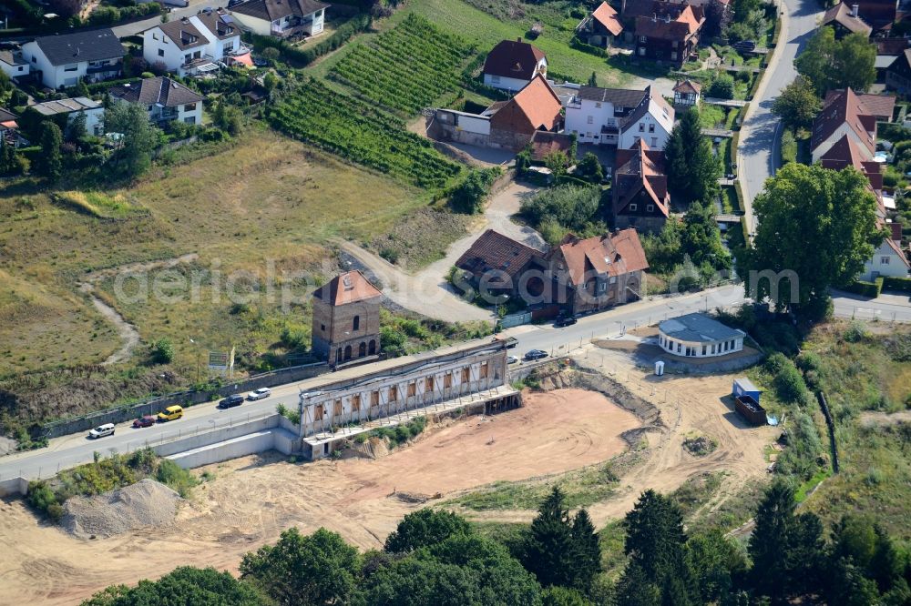 Bensheim from above - Facade of the monument Euler facade of the former paper mill in Bensheim in the state Hesse