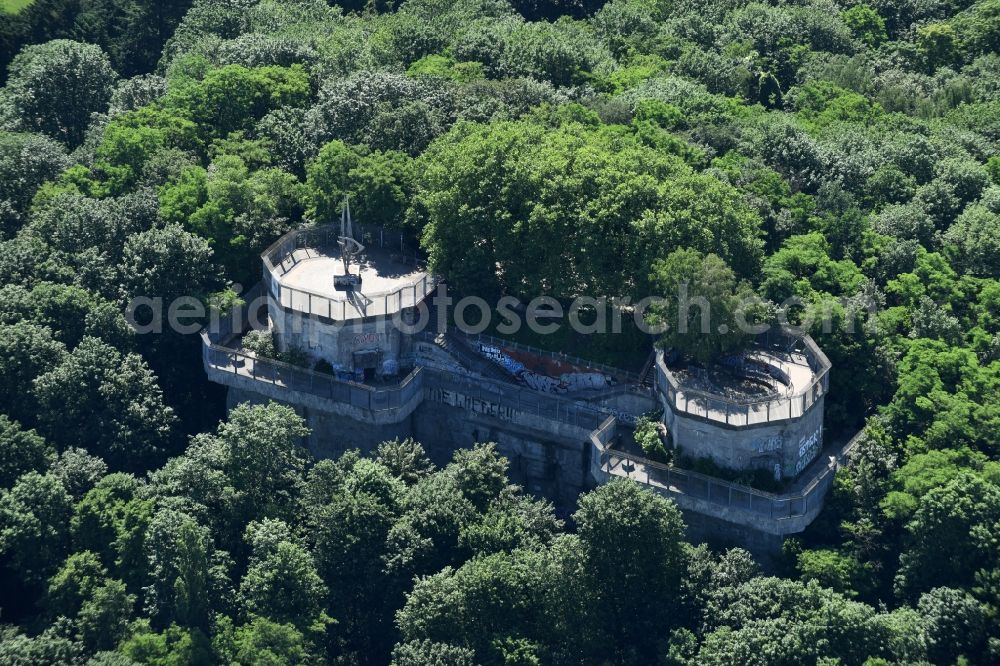 Berlin from the bird's eye view: Facade of the monument shelter Park Humboldthain on Hochstrasse in Berlin